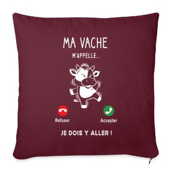 Ma vache m'appelle je dois y aller - Housse de coussin décorative 45 x 45 cm - bordeaux - Devant