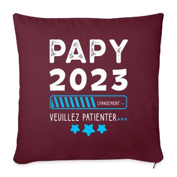 Papy 2023 - Cadeau Future Grand-Père . - Housse de coussin décorative 45 x 45 cm - bordeaux - Devant