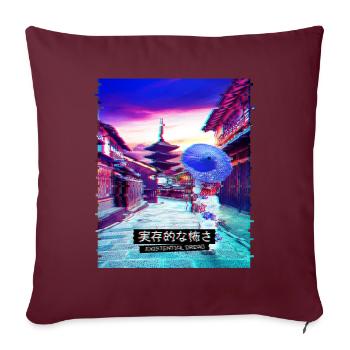 Vaporwave Japanese Streetwear Tokyo Temple Lofi - Housse de coussin décorative 45 x 45 cm - bordeaux - Devant