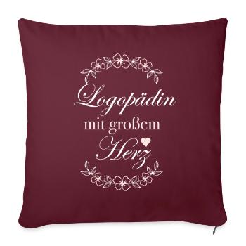Geschenk Logopädin mit großem Herz - Sofakissenbezug 45 x 45 cm - Burgunderrot - Vorne