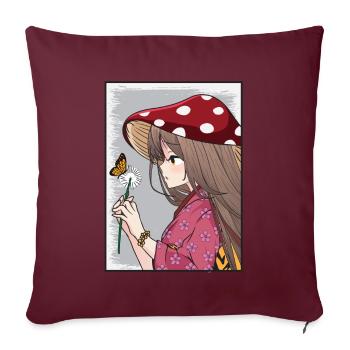 Cottagecore Esthétique Anime Fille Fleur de Pissenlit - Housse de coussin décorative 45 x 45 cm - bordeaux - Devant