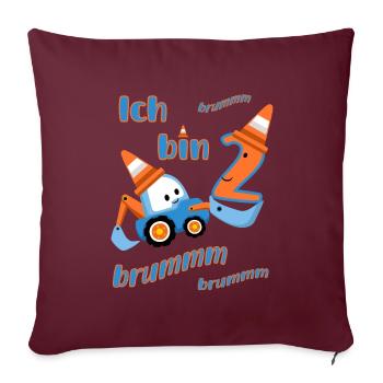 Geburtstag – Ich bin 2 – mit einem süßen Trecker - Sofakissenbezug 45 x 45 cm - Burgunderrot - Vorne