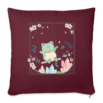 Cottagecore Esthétique Kawaii Grenouille Fleur de Cerisier - Housse de coussin décorative 45 x 45 cm - bordeaux - Devant