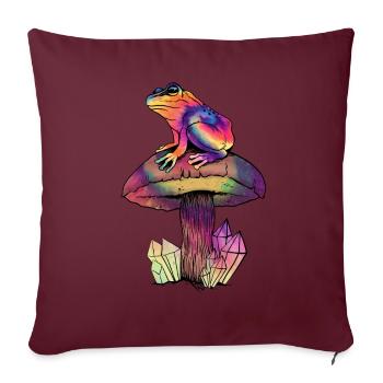 Cottagecore Esthétique Psychédélique Grenouille Champignon - Housse de coussin décorative 45 x 45 cm - bordeaux - Devant