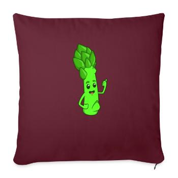 Comic grüner Spargel - Sofakissenbezug 45 x 45 cm - Burgunderrot - Vorne