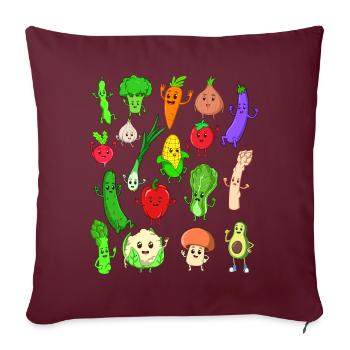 Comic Kawaii Gemüse - Sofakissenbezug 45 x 45 cm - Burgunderrot - Vorne