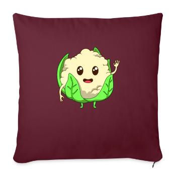 Comic Blumenkohl - Sofakissenbezug 45 x 45 cm - Burgunderrot - Vorne
