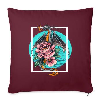 Dragon japonais Fleur Fantasy - Housse de coussin décorative 45 x 45 cm - bordeaux - Devant