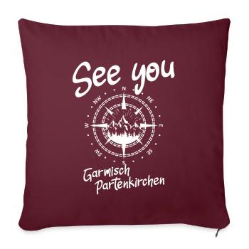 Garmisch Partenkirchen Skifahren Berg Snowboarden - Sofakissenbezug 45 x 45 cm - Burgunderrot - Vorne