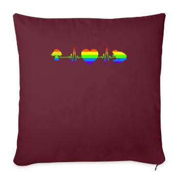 Cottagecore Aesthetic Gay Pride Herzschlag Frosch - Sofakissenbezug 45 x 45 cm - Burgunderrot - Vorne