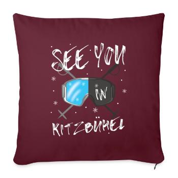 Kitzbühel Ski Tyrol Snowboard Autriche - Housse de coussin décorative 45 x 45 cm - bordeaux - Devant