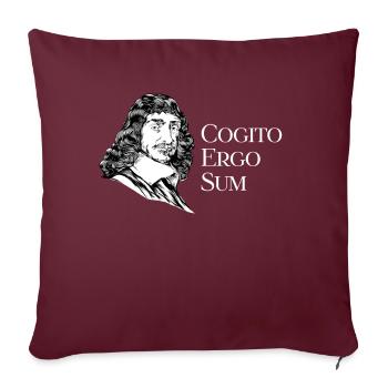 Cogito Ergo Sum - Dicton latin de Descartes - Housse de coussin décorative 45 x 45 cm - bordeaux - Devant