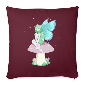 Fairycore Esthétique Anime Elf Fee Grunge Faecore - Housse de coussin décorative 45 x 45 cm - bordeaux - Devant