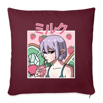 Fairycore Aesthetic Fee boit du lait de fraise - Housse de coussin décorative 45 x 45 cm - bordeaux - Devant