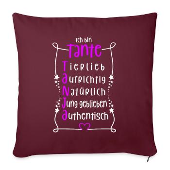 Tanja - beste Tante - Sofakissenbezug 45 x 45 cm - Burgunderrot - Vorne