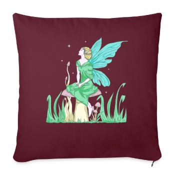 Fairycore Esthétique Elfe Fée sur un champignon - Housse de coussin décorative 45 x 45 cm - bordeaux - Devant