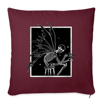 Fairycore Esthétique Squelette Fée Grunge Goth - Housse de coussin décorative 45 x 45 cm - bordeaux - Devant