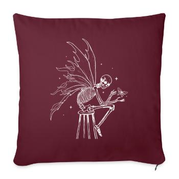 Fairycore Esthétique Squelette Fée Grunge Goth - Housse de coussin décorative 45 x 45 cm - bordeaux - Devant