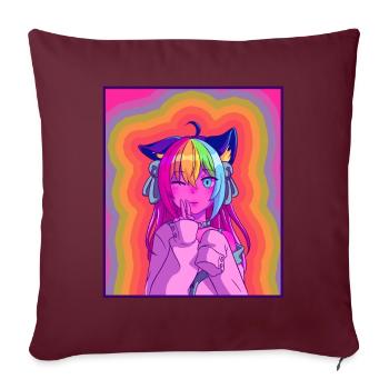Kidcore Aesthetic Kawaii Anime Girl 90s Nostalgie - Sofakissenbezug 45 x 45 cm - Burgunderrot - Vorne