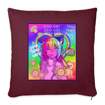 Kidcore Aesthetic Vaporwave Anime Girl Neko UWU - Sofakissenbezug 45 x 45 cm - Burgunderrot - Vorne