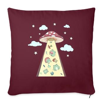 Cottagecore Aesthetic Alien UFO-Entführung Frosch - Sofakissenbezug 45 x 45 cm - Burgunderrot - Vorne