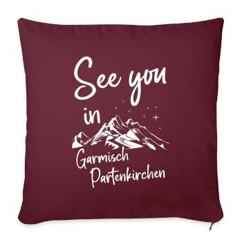 Garmisch Partenkirchen Skifahren Berg Snowboarden - Sofakissenbezug 45 x 45 cm - Burgunderrot - Vorne