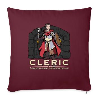 Personnage de jeu de rôle D20 - Clerc - Housse de coussin décorative 45 x 45 cm - bordeaux - Devant