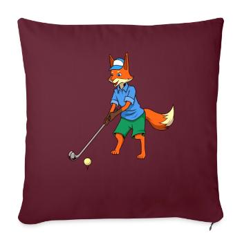 Comic Fuchs joue au golf - Golfeur - Housse de coussin décorative 45 x 45 cm - bordeaux - Devant
