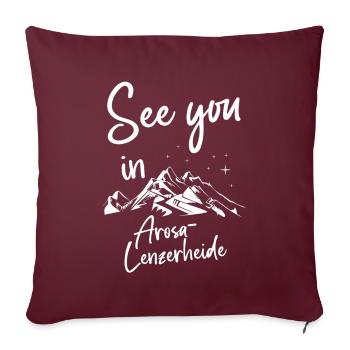 Arosa-Lenzerheide Schweiz wandern und Ski fahren - Sofakissenbezug 45 x 45 cm - Burgunderrot - Vorne