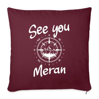 Meran Snowboarden Wandern und Ski fahren - Sofakissenbezug 45 x 45 cm - Burgunderrot - Vorne
