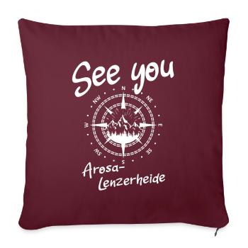 Arosa-Lenzerheide Schweiz wandern und Ski fahren - Sofakissenbezug 45 x 45 cm - Burgunderrot - Vorne