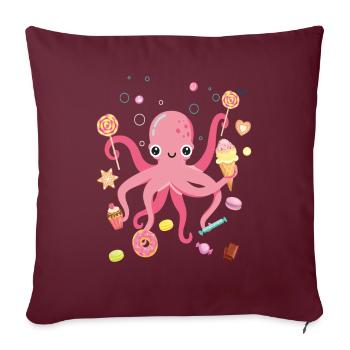 Gâteau de poulpe Enfants Calmar - Housse de coussin décorative 45 x 45 cm - bordeaux - Devant