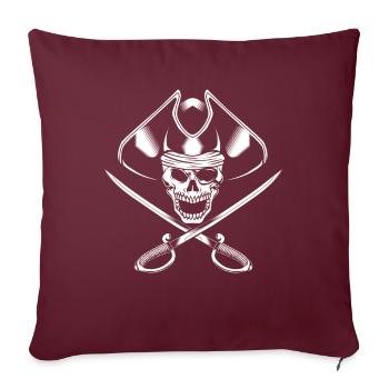 Crâne de pirate avec sabres - Pirate - Housse de coussin décorative 45 x 45 cm - bordeaux - Devant