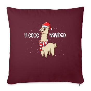 Weihnachtslama - Fleece Navidad - Sofakissenbezug 45 x 45 cm - Burgunderrot - Vorne