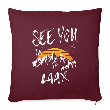 Laax Snowboard Suisse randonnée et ski - Housse de coussin décorative 45 x 45 cm - bordeaux - Devant