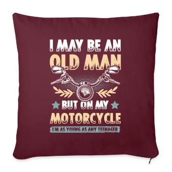 Moto vieil homme - Housse de coussin décorative 45 x 45 cm - bordeaux - Devant