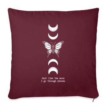 Papillon monarque comme la lune - Housse de coussin décorative 45 x 45 cm - bordeaux - Devant