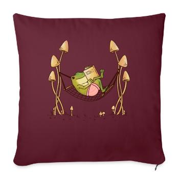 Granola Aesthetic Cottagecore Frosch Buch Pilze - Sofakissenbezug 45 x 45 cm - Burgunderrot - Vorne