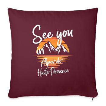 Alpes-de-Haute-Provence France Ski - Housse de coussin décorative 45 x 45 cm - bordeaux - Devant