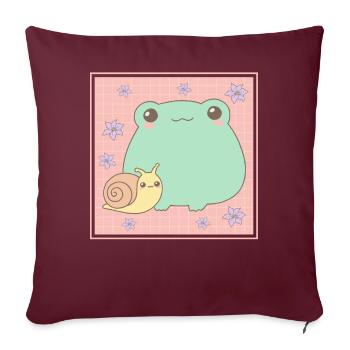 Cottagecore Aesthetic Kawaii Frosch Schnecke Gesch - Sofakissenbezug 45 x 45 cm - Burgunderrot - Vorne