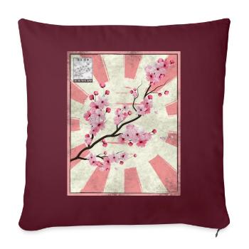 Japanese Aesthetic Kirschblüte Postwertzeichen Ges - Sofakissenbezug 45 x 45 cm - Burgunderrot - Vorne