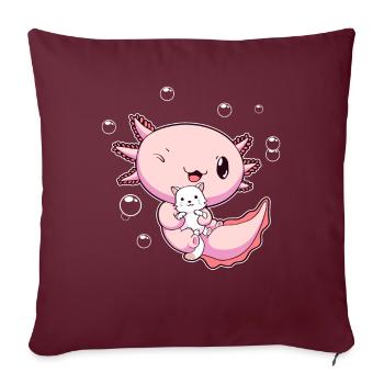 Kawaii Axolotl Pun Cat Lover Cadeau - Housse de coussin décorative 45 x 45 cm - bordeaux - Devant