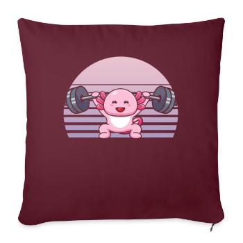 Kawaii Axolotl Drôle Haltérophilie Haltérophile Ge - Housse de coussin décorative 45 x 45 cm - bordeaux - Devant