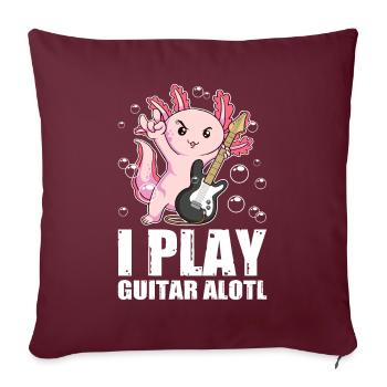 Kawaii Axolotl Pun Je Joue de la guitare Alotl Gitarre Ges - Housse de coussin décorative 45 x 45 cm - bordeaux - Devant