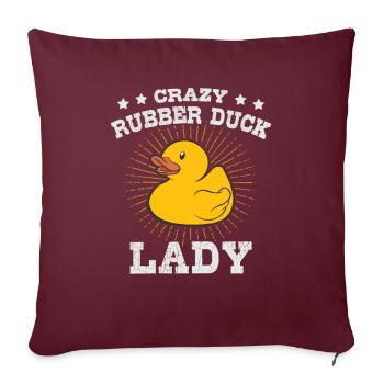 Canard en caoutchouc Lady Squeaky Duck - Housse de coussin décorative 45 x 45 cm - bordeaux - Devant