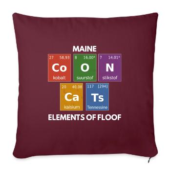 Maine Coon Éléments de peluches Tables Périodiques Chats - Housse de coussin décorative 45 x 45 cm - bordeaux - Devant