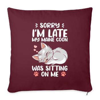 Maine Coon Sitting On Me Katzen Schnurren Fluffig - Sofakissenbezug 45 x 45 cm - Burgunderrot - Vorne