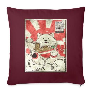 Maneki Neko Ramen Timbre Esthétique Japonaise G - Housse de coussin décorative 45 x 45 cm - bordeaux - Devant