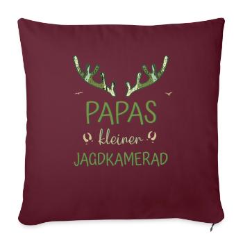 Chasseur - Le petit compagnon de chasse de papa - Chasse au garçon - Housse de coussin décorative 45 x 45 cm - bordeaux - Devant