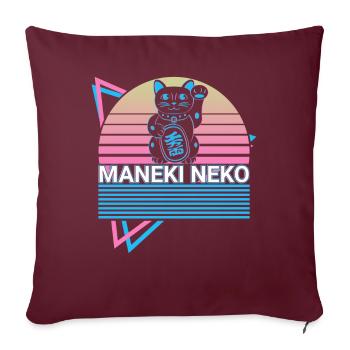 Maneki Neko Cat Retro Cadeau - Housse de coussin décorative 45 x 45 cm - bordeaux - Devant
